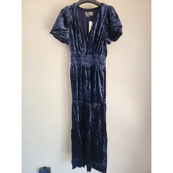 NWT Anthropologie The Somerset Maxi Dress Velvet Edition Size XXS Navy #NA414 - Picture 2 of 11